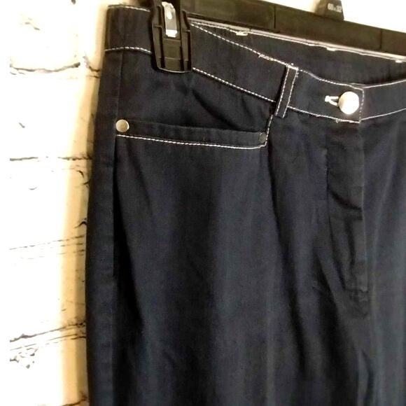 TanJay Women's Navy and White Stitching Chino Pants Size 12 - Picture 3 of 8